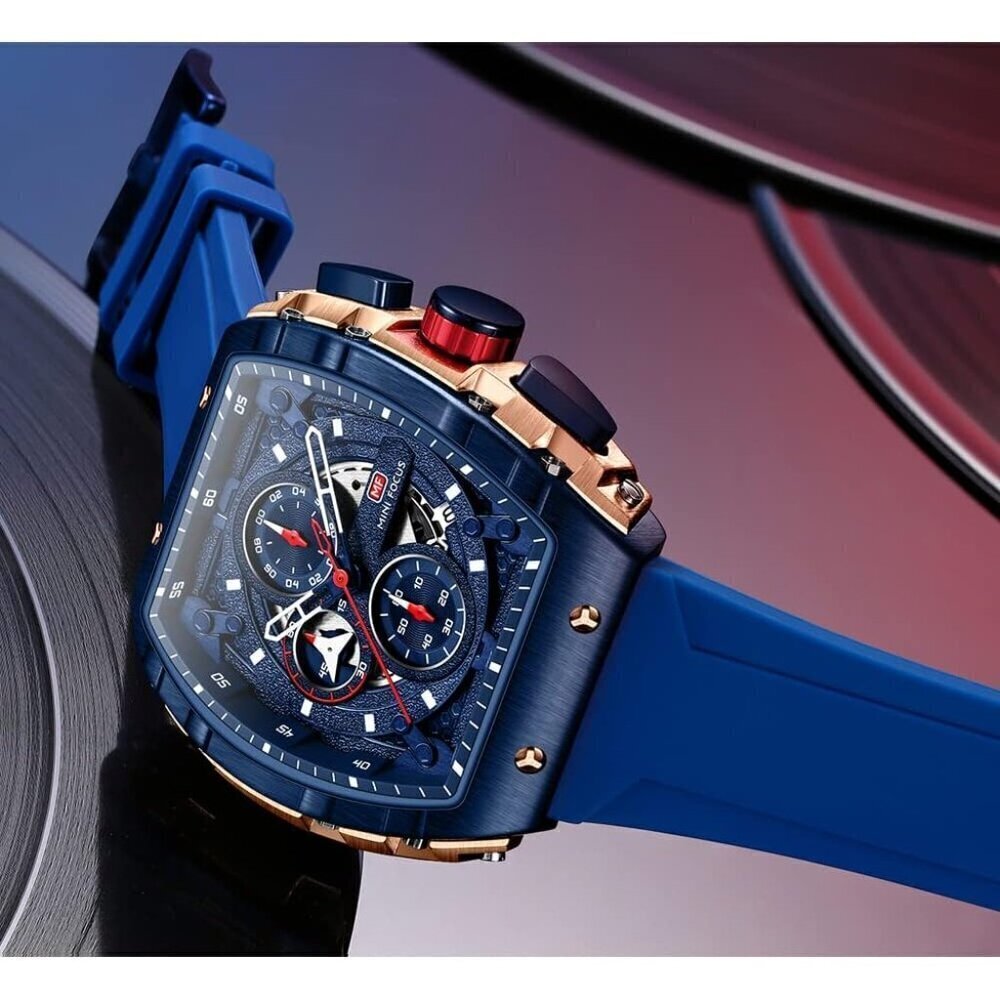 AIMES Blue Men Fashion Wristwatch Large Dial Luminous Waterproof Silicon Strap - Picture 4 of 7